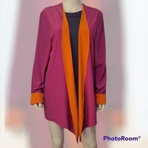 VTG SUNNY LADY Kidcore Two-tone Fuscia Color Block Kimono Cover-up